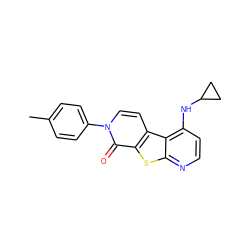 Cc1ccc(-n2ccc3c(sc4nccc(NC5CC5)c43)c2=O)cc1 ZINC000035284028