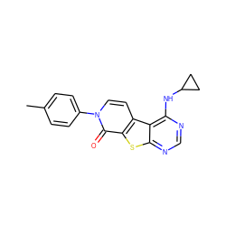 Cc1ccc(-n2ccc3c(sc4ncnc(NC5CC5)c43)c2=O)cc1 ZINC000035285152