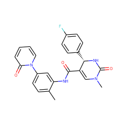 Cc1ccc(-n2ccccc2=O)cc1NC(=O)C1=CN(C)C(=O)N[C@H]1c1ccc(F)cc1 ZINC000204935141