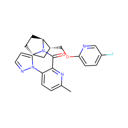 Cc1ccc(-n2cccn2)c(C(=O)N2[C@H]3CC[C@H]2[C@H](COc2ccc(F)cn2)C3)n1 ZINC000226033985