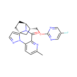 Cc1ccc(-n2cccn2)c(C(=O)N2[C@H]3CC[C@H]2[C@H](COc2ncc(F)cn2)C3)n1 ZINC000226074038