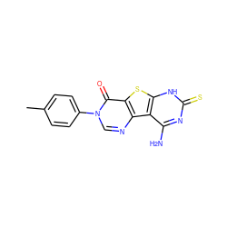 Cc1ccc(-n2cnc3c(sc4[nH]c(=S)nc(N)c43)c2=O)cc1 ZINC000049070495