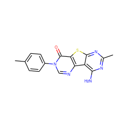 Cc1ccc(-n2cnc3c(sc4nc(C)nc(N)c43)c2=O)cc1 ZINC000049072855