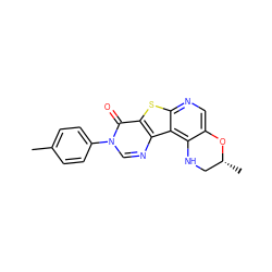 Cc1ccc(-n2cnc3c(sc4ncc5c(c43)NC[C@@H](C)O5)c2=O)cc1 ZINC000028827156