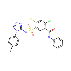 Cc1ccc(-n2cnnc2NS(=O)(=O)c2cc(C(=O)Nc3ccccc3)c(Cl)cc2S)cc1 ZINC000013533014