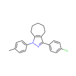 Cc1ccc(-n2nc(-c3ccc(Cl)cc3)c3c2CCCCC3)cc1 ZINC000027708070