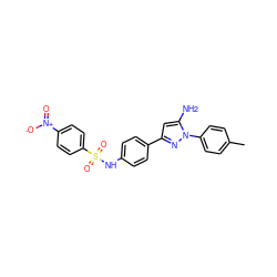 Cc1ccc(-n2nc(-c3ccc(NS(=O)(=O)c4ccc([N+](=O)[O-])cc4)cc3)cc2N)cc1 ZINC000026378183