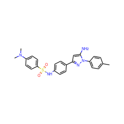 Cc1ccc(-n2nc(-c3ccc(NS(=O)(=O)c4ccc(N(C)C)cc4)cc3)cc2N)cc1 ZINC000026378776