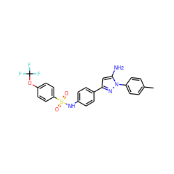 Cc1ccc(-n2nc(-c3ccc(NS(=O)(=O)c4ccc(OC(F)(F)F)cc4)cc3)cc2N)cc1 ZINC000000592838