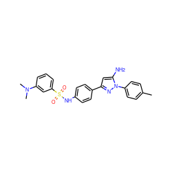 Cc1ccc(-n2nc(-c3ccc(NS(=O)(=O)c4cccc(N(C)C)c4)cc3)cc2N)cc1 ZINC000026391433