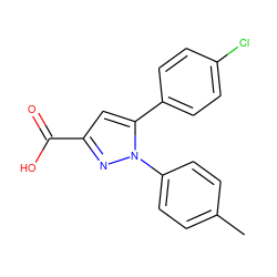 Cc1ccc(-n2nc(C(=O)O)cc2-c2ccc(Cl)cc2)cc1 ZINC000005617977