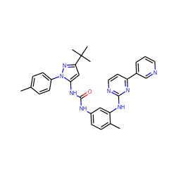 Cc1ccc(-n2nc(C(C)(C)C)cc2NC(=O)Nc2ccc(C)c(Nc3nccc(-c4cccnc4)n3)c2)cc1 ZINC000058547907