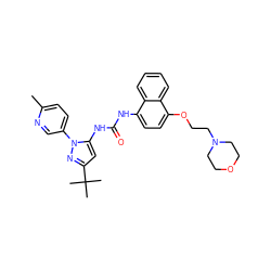 Cc1ccc(-n2nc(C(C)(C)C)cc2NC(=O)Nc2ccc(OCCN3CCOCC3)c3ccccc23)cn1 ZINC000026830334