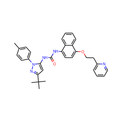 Cc1ccc(-n2nc(C(C)(C)C)cc2NC(=O)Nc2ccc(OCCc3ccccn3)c3ccccc23)cc1 ZINC000653747664