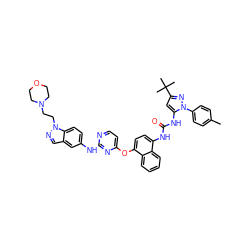 Cc1ccc(-n2nc(C(C)(C)C)cc2NC(=O)Nc2ccc(Oc3ccnc(Nc4ccc5c(cnn5CCN5CCOCC5)c4)n3)c3ccccc23)cc1 ZINC000211115571