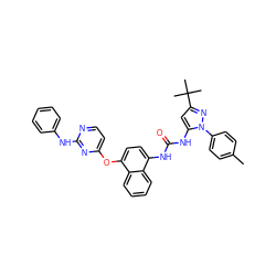 Cc1ccc(-n2nc(C(C)(C)C)cc2NC(=O)Nc2ccc(Oc3ccnc(Nc4ccccc4)n3)c3ccccc23)cc1 ZINC000205293600