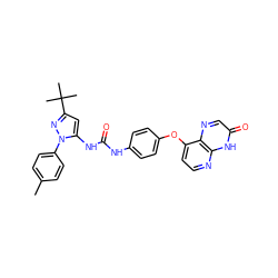 Cc1ccc(-n2nc(C(C)(C)C)cc2NC(=O)Nc2ccc(Oc3ccnc4[nH]c(=O)cnc34)cc2)cc1 ZINC000043205803