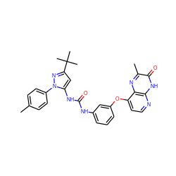 Cc1ccc(-n2nc(C(C)(C)C)cc2NC(=O)Nc2cccc(Oc3ccnc4[nH]c(=O)c(C)nc34)c2)cc1 ZINC000058548668