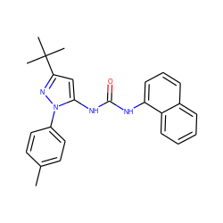 Cc1ccc(-n2nc(C(C)(C)C)cc2NC(=O)Nc2cccc3ccccc23)cc1 ZINC000013474655