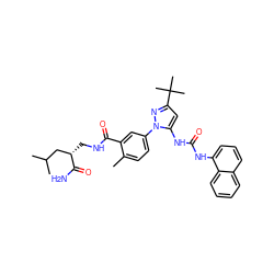 Cc1ccc(-n2nc(C(C)(C)C)cc2NC(=O)Nc2cccc3ccccc23)cc1C(=O)NC[C@@H](CC(C)C)C(N)=O ZINC000064528130