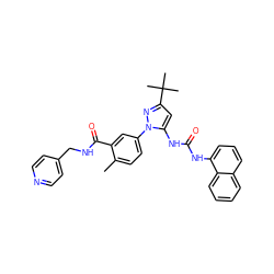 Cc1ccc(-n2nc(C(C)(C)C)cc2NC(=O)Nc2cccc3ccccc23)cc1C(=O)NCc1ccncc1 ZINC000064541096