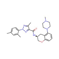 Cc1ccc(-n2nc(C)c(C(=O)N[C@@H]3COc4cccc(N5CCN(C)CC5)c4C3)n2)c(C)c1 ZINC000043200766