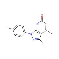 Cc1ccc(-n2nc(C)c3c(C)cc(=O)[nH]c32)cc1 ZINC000008828750