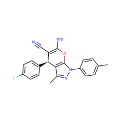 Cc1ccc(-n2nc(C)c3c2OC(N)=C(C#N)[C@@H]3c2ccc(F)cc2)cc1 ZINC000000989052