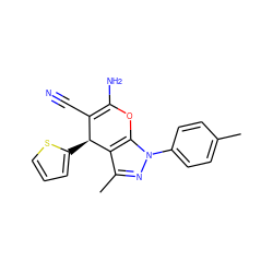 Cc1ccc(-n2nc(C)c3c2OC(N)=C(C#N)[C@@H]3c2cccs2)cc1 ZINC000000495262