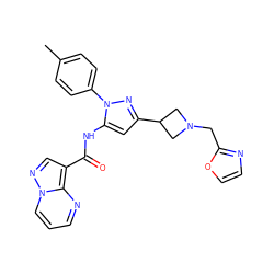 Cc1ccc(-n2nc(C3CN(Cc4ncco4)C3)cc2NC(=O)c2cnn3cccnc23)cc1 ZINC000145898972