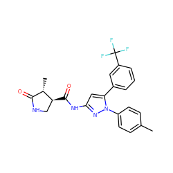 Cc1ccc(-n2nc(NC(=O)[C@H]3CNC(=O)[C@@H]3C)cc2-c2cccc(C(F)(F)F)c2)cc1 ZINC000169707166