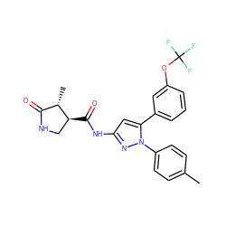 Cc1ccc(-n2nc(NC(=O)[C@H]3CNC(=O)[C@@H]3C)cc2-c2cccc(OC(F)(F)F)c2)cc1 ZINC000169707169