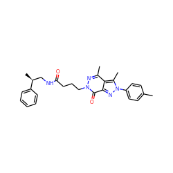 Cc1ccc(-n2nc3c(=O)n(CCCC(=O)NC[C@H](C)c4ccccc4)nc(C)c3c2C)cc1 ZINC000015942953