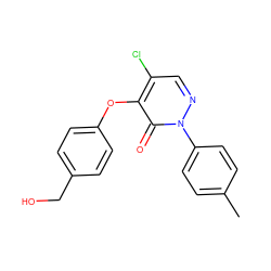 Cc1ccc(-n2ncc(Cl)c(Oc3ccc(CO)cc3)c2=O)cc1 ZINC000066166353