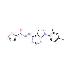 Cc1ccc(-n2ncc3c(NNC(=O)c4ccco4)ncnc32)c(C)c1 ZINC000013496868