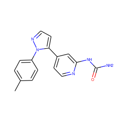 Cc1ccc(-n2nccc2-c2ccnc(NC(N)=O)c2)cc1 ZINC000144511090