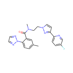 Cc1ccc(-n2nccn2)c(C(=O)N(C)CCn2ccc(-c3ccc(F)cn3)n2)c1 ZINC000143663915