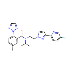 Cc1ccc(-n2nccn2)c(C(=O)N(CCn2ccc(-c3ccc(F)cn3)n2)C(C)C)c1 ZINC000143670100