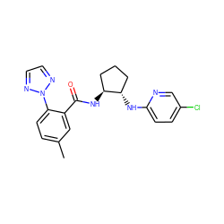 Cc1ccc(-n2nccn2)c(C(=O)N[C@H]2CCC[C@@H]2Nc2ccc(Cl)cn2)c1 ZINC001772657279