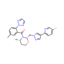 Cc1ccc(-n2nccn2)c(C(=O)N2[C@@H](C)CCO[C@H]2Cn2cc(-c3ccc(F)cn3)cn2)c1 ZINC001772656861