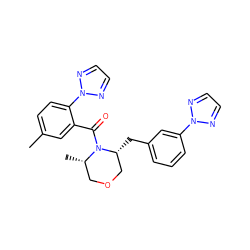 Cc1ccc(-n2nccn2)c(C(=O)N2[C@@H](C)COC[C@H]2Cc2cccc(-n3nccn3)c2)c1 ZINC000205634996