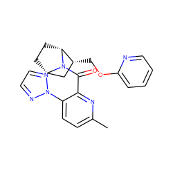 Cc1ccc(-n2nccn2)c(C(=O)N2[C@H]3CC[C@@H]2[C@H](COc2ccccn2)C3)n1 ZINC000226050804