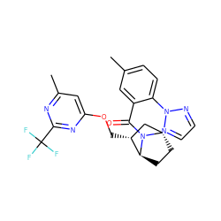 Cc1ccc(-n2nccn2)c(C(=O)N2[C@H]3CC[C@H]2[C@H](COc2cc(C)nc(C(F)(F)F)n2)C3)c1 ZINC000226052032