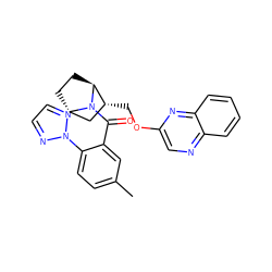 Cc1ccc(-n2nccn2)c(C(=O)N2[C@H]3CC[C@H]2[C@H](COc2cnc4ccccc4n2)C3)c1 ZINC000226057991