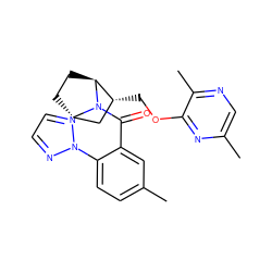 Cc1ccc(-n2nccn2)c(C(=O)N2[C@H]3CC[C@H]2[C@H](COc2nc(C)cnc2C)C3)c1 ZINC000226055130