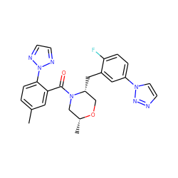 Cc1ccc(-n2nccn2)c(C(=O)N2C[C@@H](C)OC[C@H]2Cc2cc(-n3ccnn3)ccc2F)c1 ZINC001772576356