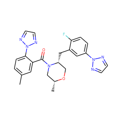 Cc1ccc(-n2nccn2)c(C(=O)N2C[C@@H](C)OC[C@H]2Cc2cc(-n3nccn3)ccc2F)c1 ZINC001772653159