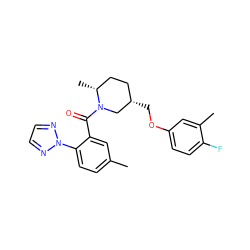 Cc1ccc(-n2nccn2)c(C(=O)N2C[C@@H](COc3ccc(F)c(C)c3)CC[C@H]2C)c1 ZINC000218775566