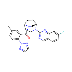 Cc1ccc(-n2nccn2)c(C(=O)N2C[C@@H]3CC[C@H]2CCN3c2ncc3ccc(F)cc3n2)c1 ZINC000053293727