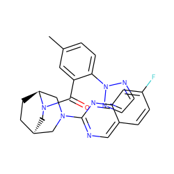 Cc1ccc(-n2nccn2)c(C(=O)N2C[C@@H]3CC[C@H]2CN(c2ncc4ccc(F)cc4n2)C3)c1 ZINC000053229569